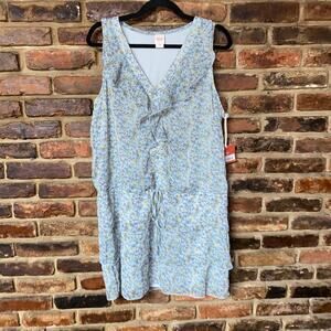 NWT Mossimo Supply Co Blue Floral Sleeveless Ruffle Mini Dress Women's Size XXL